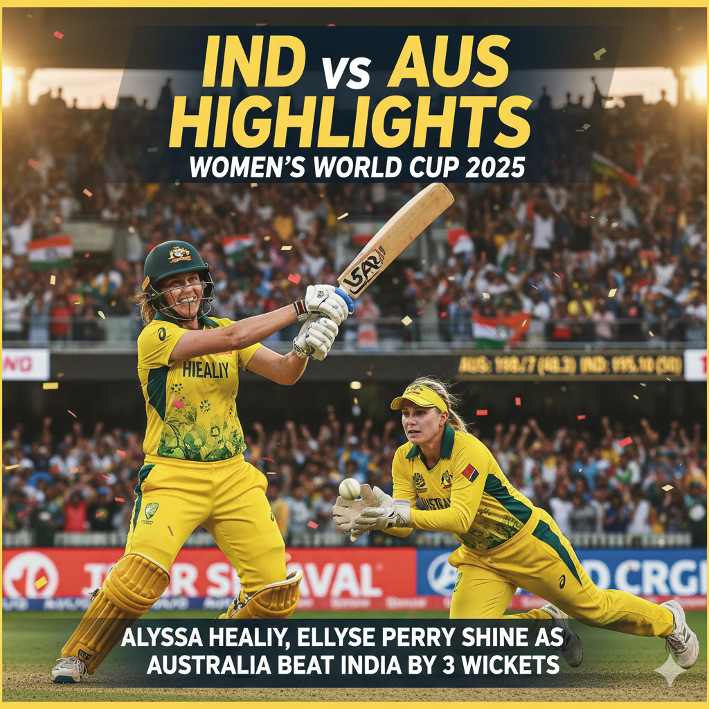 IND vs AUS Women’s World Cup 2025 Highlights: Alyssa Healy and Ellyse Perry Power Australia to Thrilling 3-Wicket Win Over India IND vs AUS Women’s World Cup 2025 Highlights: Alyssa Healy and Ellyse Perry Power Australia to Thrilling 3-Wicket Win Over India
